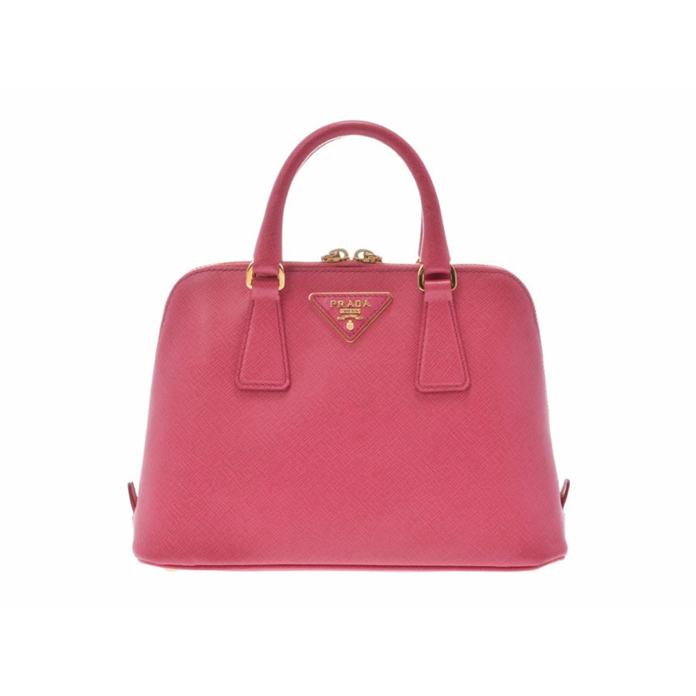 Prada handbag pink Saffiano leather card strap